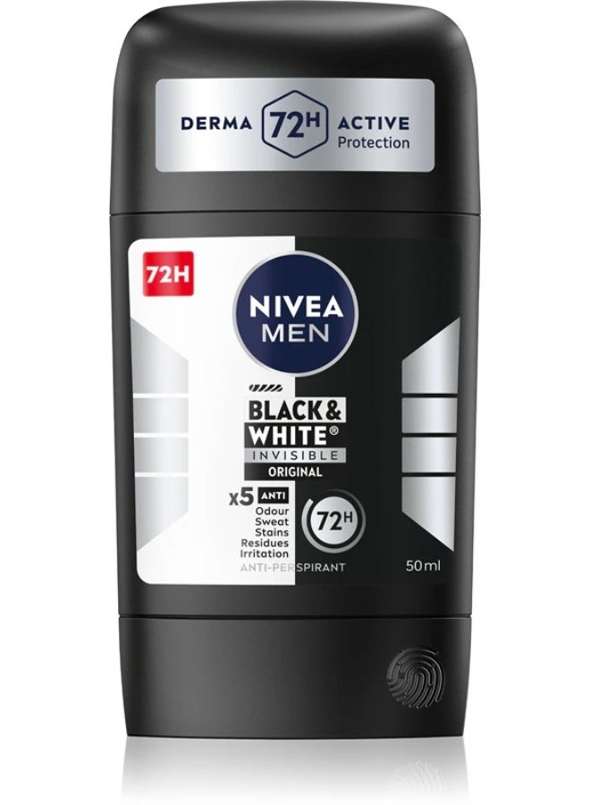 نيفيا مزيل عرق نيفيا للرجال، أبيض وأسود، غير مرئي، مضاد للتعرق، يدوم 72 ساعة، 50 مل - Image 1